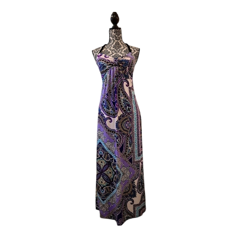 HS Heart Soul maxi dress bohemian chic Purple Paisley size XS